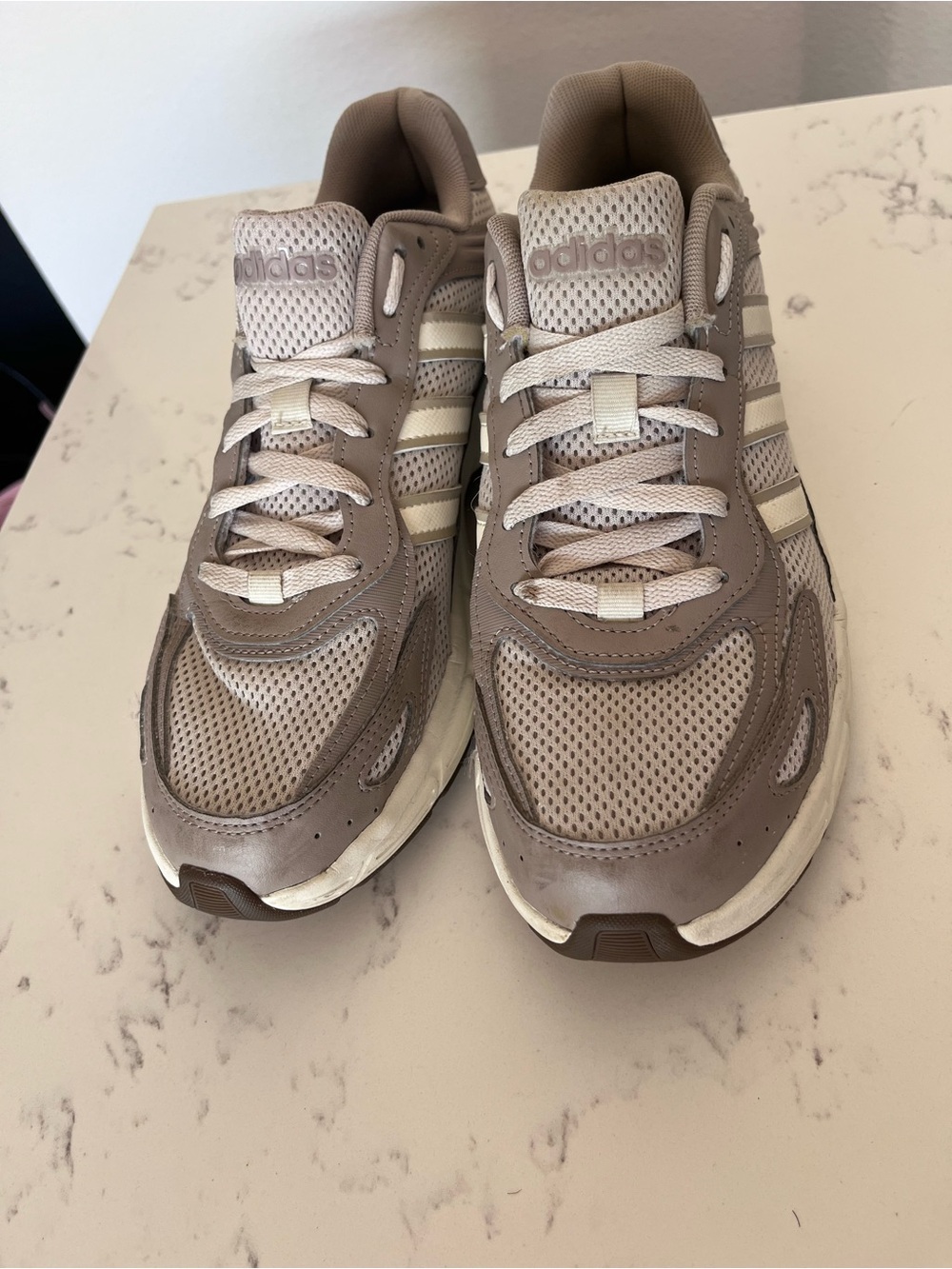 adidas Cloudfoam womens Size 10 Taupe Beige Retro Running Sneakers JL2850